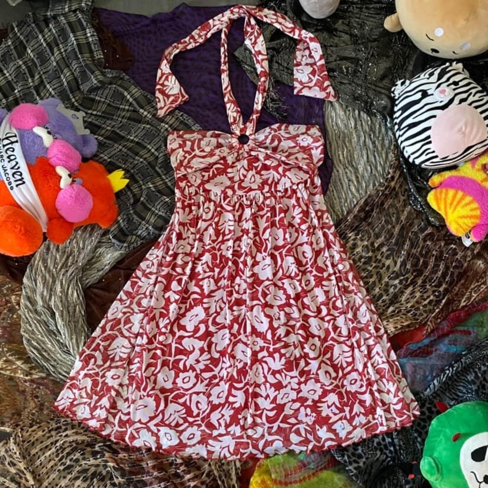 Floral Red and White Kids Dress